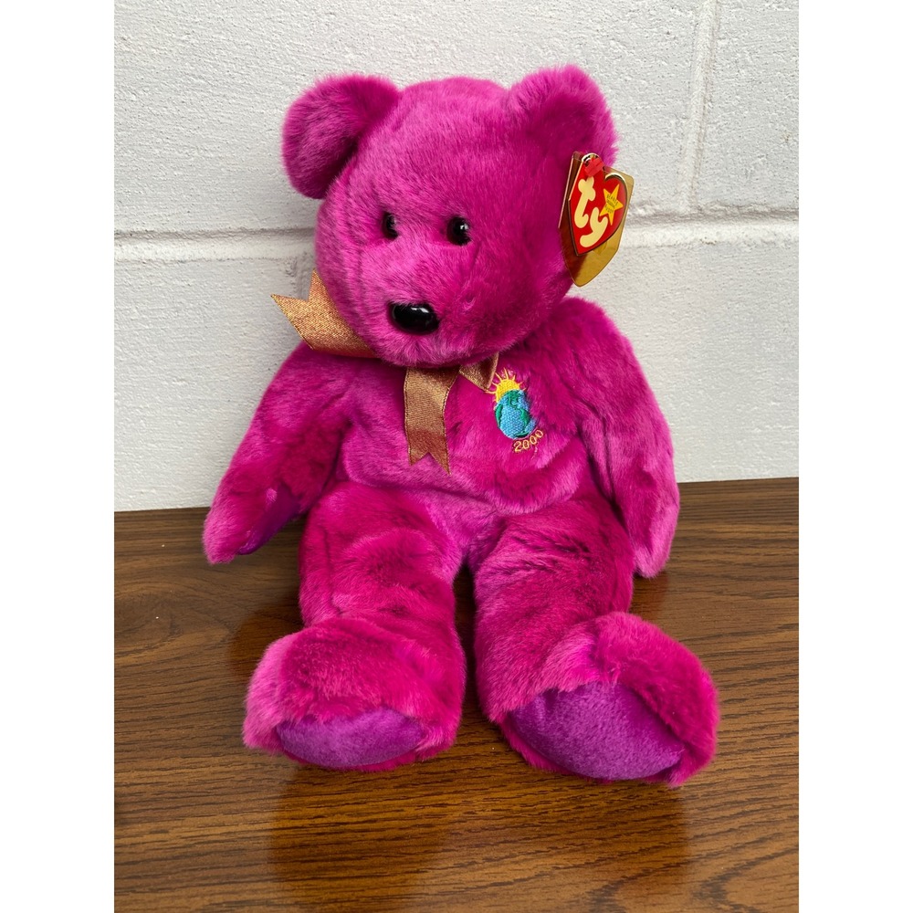 NEW Ty Beanie Buddy Millennium Bear Plush 2000‎ Embroidered Collectible Toy 14"